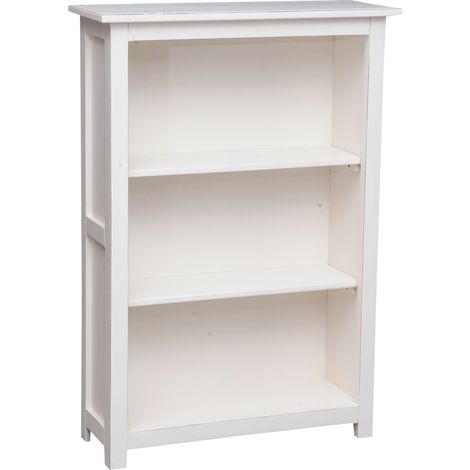 Piccola libreria Country in Legno massello di Tiglio Finitura Bianca Anticata 68x25x98 cm