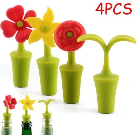 Bouchon de bouteille,Bouchon Bouteille Vin en forme de fleur,Bouchons de Vin en Silicone,Bouchon de Champagne Créatif,pour Soda