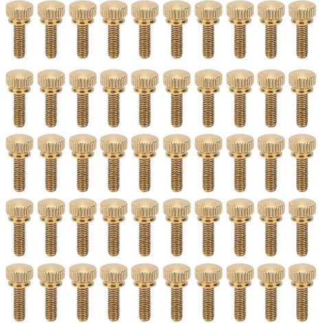 50 vis moletées plates à tête ronde en cuivre pur, antidérapantes, pour usage industriel (M5 x 16 mm) (1/4)