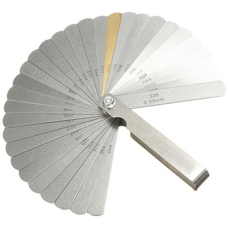JOMAFA - Juego de galgas de 32 laminas para medir espesor en milimetros y pulgadas para medicion calibre. Galgas para taller