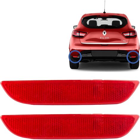 2 catadioptres compatibles pour Clio 4 (2012-2020) RÉFLECTEURS ARRIÈRE GAUCHE + DROIT Pare-chocs arrière 265659650R 265605789R