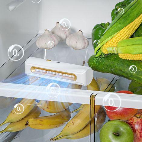 Wiederaufladbarer, per USB aufladbarer Kühlschrank-Geruchsneutralisator mit zwei Betriebsmodi, weißes ABS, 125 mm (1/5)