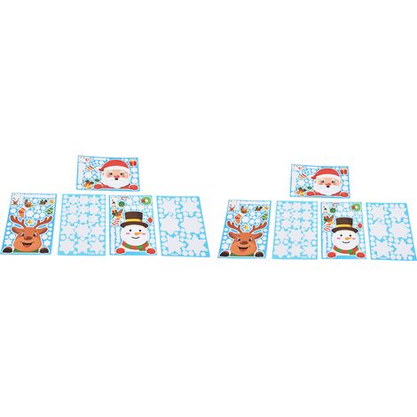 2Set Autocollants de Noël DIY Fenêtre Décorations Cerf Bonhomme de Neige pour Fête (1/5)