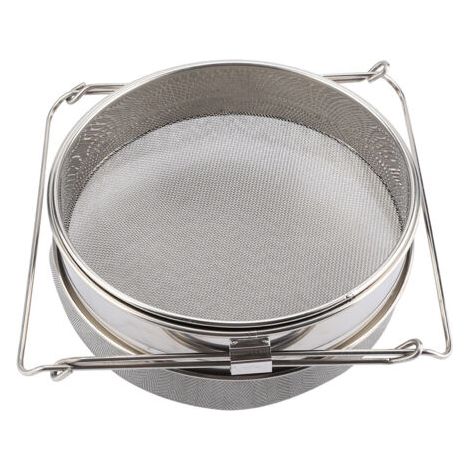 Grand tamis/passoire/filtre à miel en acier inoxydable à double couche avec bras réglables (1/5)