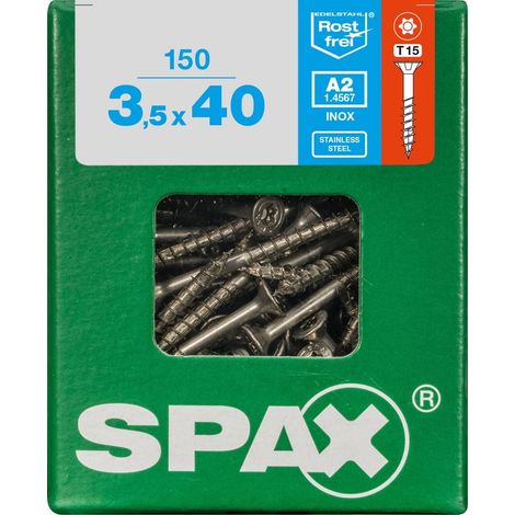 SPAX Edelstahlschraube, 3,5 x 40 mm, 150 Stück, Teilgewinde, Senkkopf, T-STAR plus T15, 4CUT - 4197000350407 (1/3)