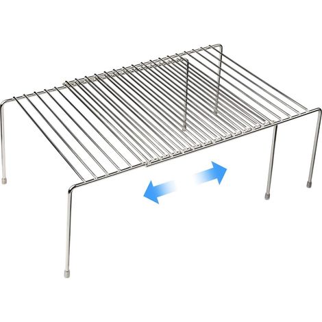 1 Étagère de rangement, Acier inoxydable, Réglable 32,5 à 57,9 cm, Design compact, Pour cuisine (1/5)