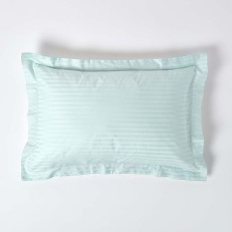 HOMESCAPES Blue Egyptian Cotton Satin Stripe Oxford Pillowcase 330 Thread Count - Blue