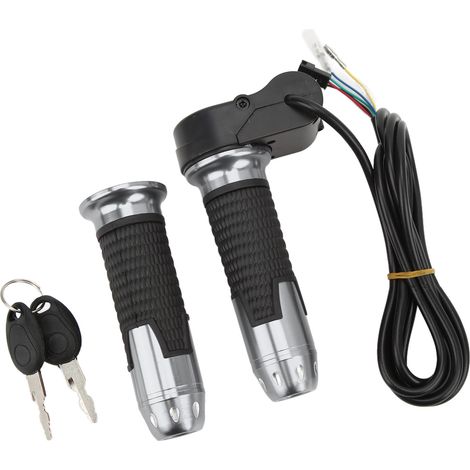 Poignée d'accélérateur universelle 12V‑99V pour vélo et scooter électrique, avec clés, grise (1/5)