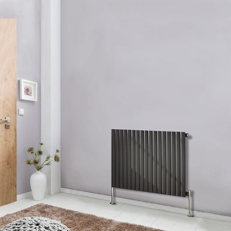 Horizontal 600x1003 Oval Column Designer Radiator Central Heating Single Panel Anthracite (1/5)