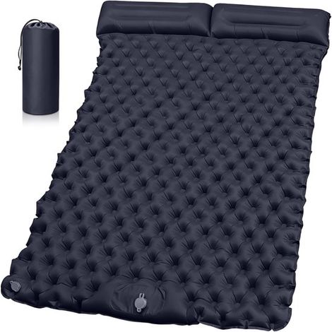 Colchón hinchable para 2 personas - Cama de camping - Cómoda cama para exteriores - Bomba de aire integrada - 200 x 135 cm - Azul (1/5)