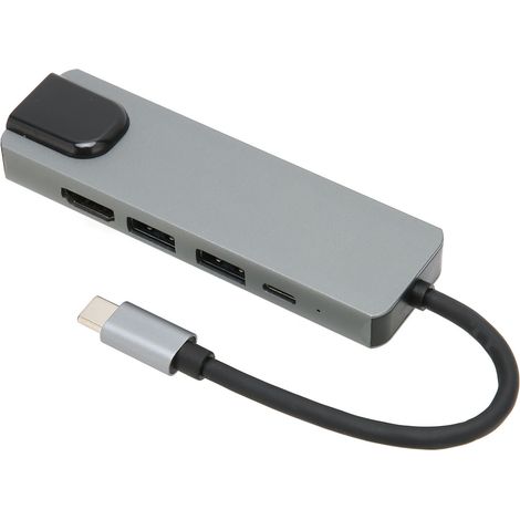 5-in-1 USB-C-Hub, Gehäuse aus Aluminiumlegierung, 4K HD, 5 Gbit/s Übertragungsgeschwindigkeit, PD-Ladeanschluss, Multiport-Adapter für USB 2.0 und USB 1.0 (1/5)
