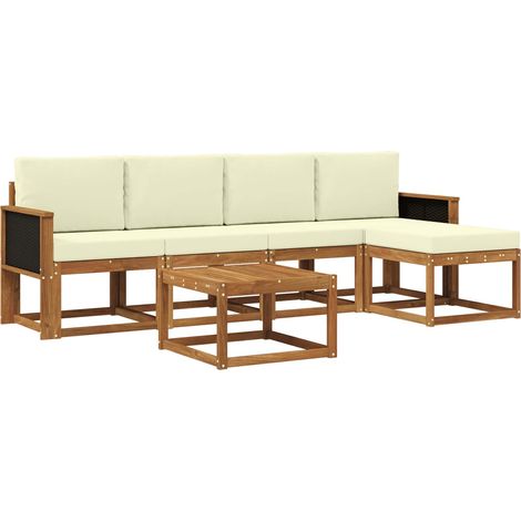 Outdoor Sofa Set 6 pcs Natural and Cream Polyester vidaXL (1/5)