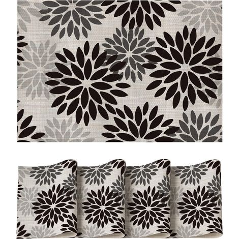 Artoid Mode - Lot de 4 sets de table PVC noir Dahlias Halloween, 30x45cm, résistants à la saleté et à la chaleur. (1/5)