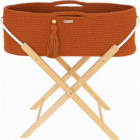 Cesta di Mosè BOHO fatta a mano con supporto - terracotta