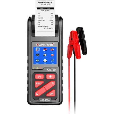Comprobador de baterías con impresora 6-24V Konnwei KW720 (1/5)