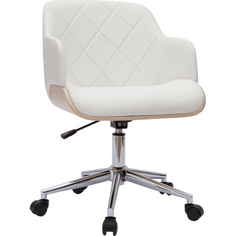 Poltrona da ufficio design bianco e legno chiaro SANDRO