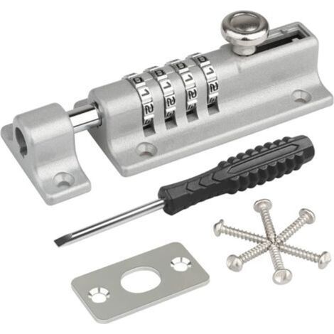 Loquet de Verrouillage à Combinaison,[Version Premium] Spopal Verrou de Porte à Code, Imperméable Verrou à Combinaison à 4 Chiffres avec Vis de Fixation de Sécurité pour Armoire,Hangars,Argent (1/5)