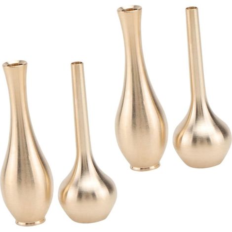 Lot De 4 Petits Vases en Cuivre Rétro, Mini Vase De Bureau pour Fleurs Délicates, Métal Solide, Décoration Maison Vintage, Style Antique, Ensemble Décoratif (1/5)