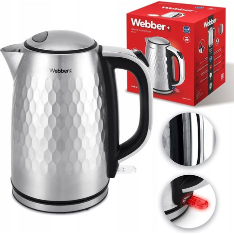 Bollitore elettrico senza fili Webber WK-330 2200 W 1,7 l nero INOX