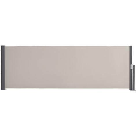 Store latéral, store enrouleur latéral, extensible, brise-vue, aluminium/polyester, 3 x 1 m, gris clair