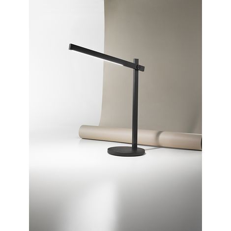 Lampe De Table Ruller Led 7W, Structure En Aluminium Et Plastique, Dimmable 3 Étapes, 3 Températures De Couleur, Noir H.76 Cm - Marque Perenz
