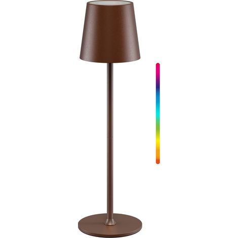 Lámpara de mesa led inalámbrica, tamaño m, 38 cm, rgbw, color cobre, con control táctil, 3 w, 140 lm, numerosos colores de luz rgb, blanco cálido (3000 k), ip44, regulable de forma continua. (1/5)