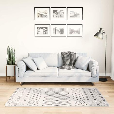 Teppich Waschbar 80x150 cm Schwarz und Weiß