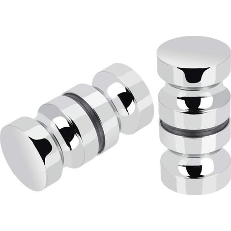 YMYNY 2er-Set Duschtürgriffe, Badewannen-Duschtürgriff, 30 mm, poliertes Chrom, Ersatz-Türgriffe, runder Glastürgriff, Edelstahl, langlebig (1/4)
