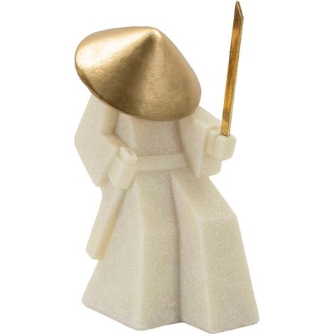 Sculpture décorative en résine blanche, 14x9x24,5 cm – Samouraï Toku Quarzy (1/5)