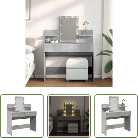 LED-Beleuchtung - Schminktisch mit LED-Beleuchtung Betongrau 100x40x130 cm (1/5)