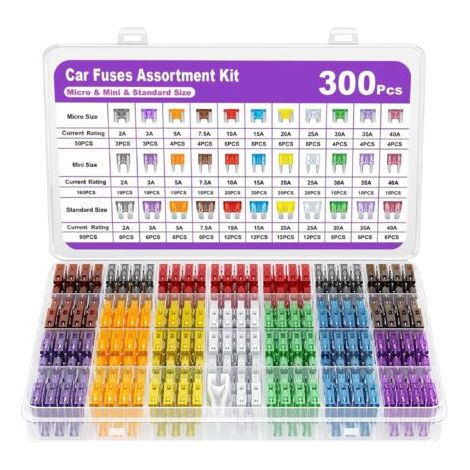 300 PCS Fusible Auto,Fusibles pour Auto,Fusible Voiture,Boite Fusible 12v,Boite a Fusible 12v,2A 3A 5A 7.5A 10A 15A 20A 25A 30A 35A 40A Boite Fusible voiture,Approprié pour Voitures,Camions (1/5)