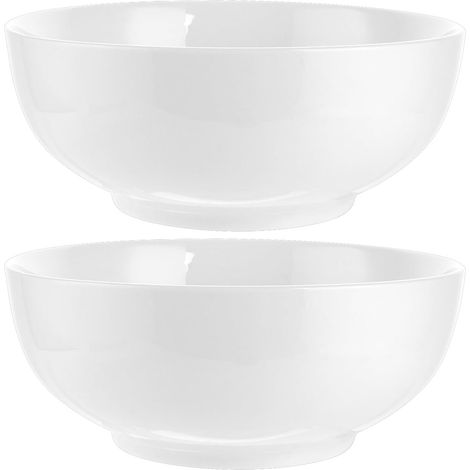 2 Pièces Saladier Céramique Blanc 1400 ml, Grand Bol à Salade 20,1 x 8,2 cm, Bols de Service pour Soupe, Pâtes, Fruits, Riz, Table, Cuisine et Maison (1/5)