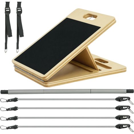 Barre-pilates avec bandes élastiques pour les étirements 90x33x3 cm, planche inclinée réglable et résistance personnalisable (1/5)