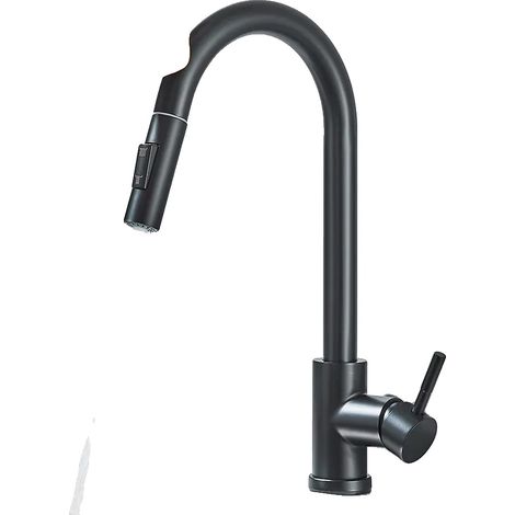 Robinet de cuisine, contrôle par capteur tactile, bec rétractable, noir (1/2)