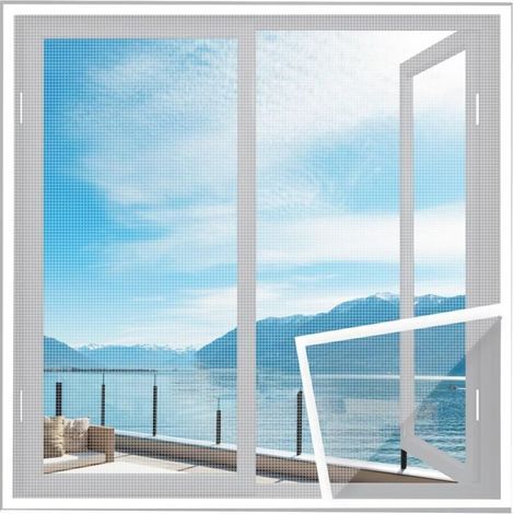 Moustiquaire FenêTre Sans Perçage 60x80cm Blanc Anti-Insectes Rideau Fenêtre, Sans Perçage, Pour Fenêtre Portes Patio Balcon (1/4)