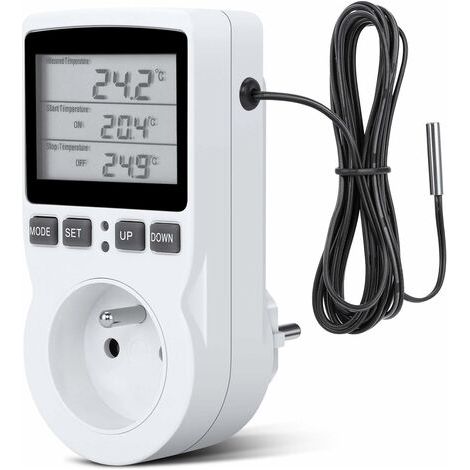 Thermostat-Steckdose, digitale Zeitschaltuhr, programmierbare Digitalsteckdose mit Fühler, programmierbare Digital-Zeitschaltuhr, Heizthermostat-Steckdose für Gewächshäuser und Aquarien — Fei Yu