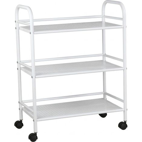 Carrello Portavivande 3 Ripiani Cucina Mobile Ruote 80x33x105 cm Bianco