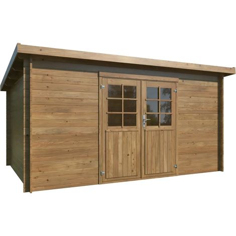Casetta in Legno Impregnato 406x292 cm Blockhouse 28 mm Porta Doppia (1/4)