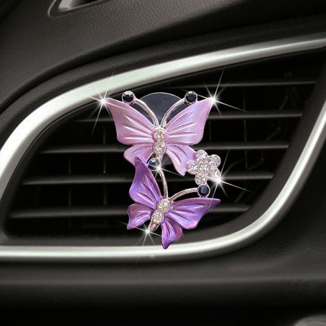 Clips décoratifs en forme de papillon pour grille d'aération de climatisation de voiture - Violet - Lot de 4 (1/3)