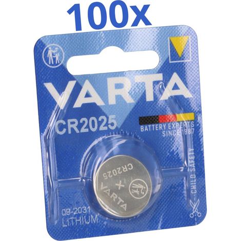100x VARTA CR2025 Lithium-Knopfzelle 3V 1er Blister (1/5)