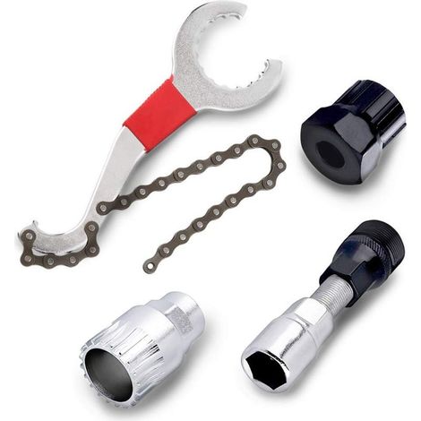 4-Piece Mountain Bike Repair Tool Kit, Chain, Crankset, Freewheel, Crank Removal Tool, Outdoor Cycling Maintenance Tool (1/5)