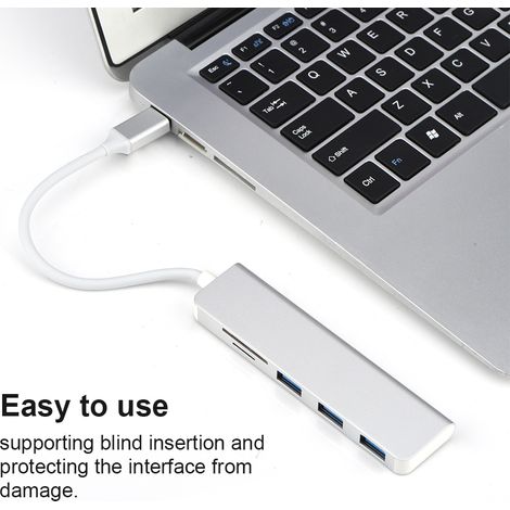 Hub 2 en 1 Type C vers 3 interfaces USB 3.0 avec emplacements pour cartes TF/SD (1/5)