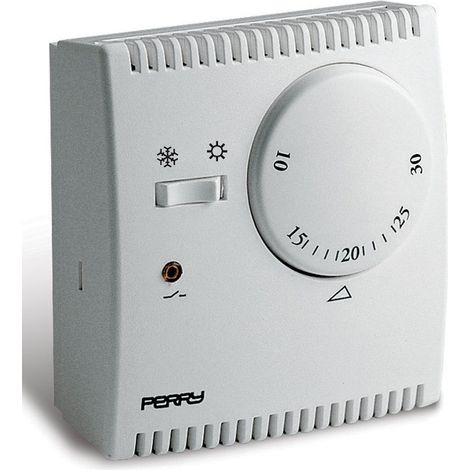 TERMOSTATO ANALOGICO DE EXPANSIÓN DE GAS SERIE TEG CON LUZ PILOTO Y SELECTOR VERANO/INVIERNO COLOR BLANCO PERRY (1/3)