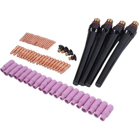 68-teiliges WIG-Schweißbrenner-Set, Gaslinsen-Rückabdeckung, Schweißdüsen-Zubehör, WP-26, 17, 18, Hochwertige Keramik, Geeignet für Aluminium, Kupfer, Legierte Stähle. Gezogener (1/5)