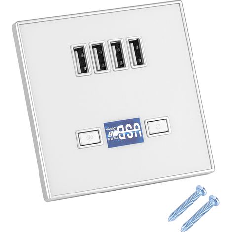 Prise Murale Usb 4 Ports Avec Interrupteur Et Lumière Led Pour Chantier De Construction 220v Blanc (1/5)