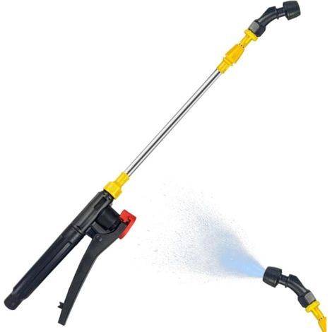 Lance d'arrosage télescopique en acier inoxydable de 45 à 80 cm avec buse de pulvérisation haute pression pour le nettoyage et buse simple courbée. (1/5)