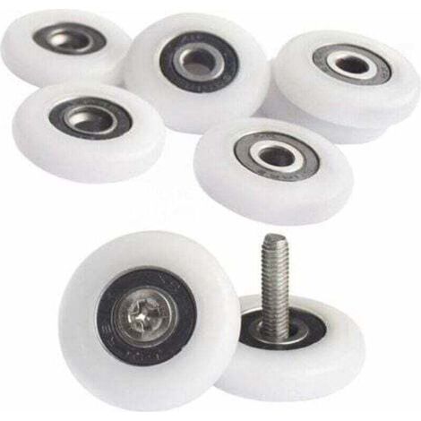 Set mit 8 Duschkabinentürrollen (25 mm) inklusive Schrauben