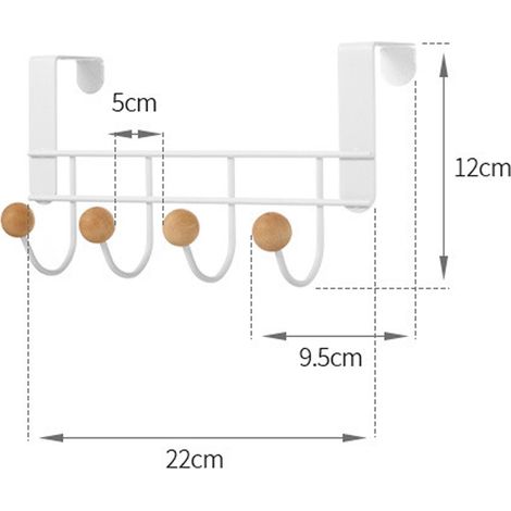Türhänger mit 4 Metallhaken – Horizontaler Handtuchhalter für Hüte und Handtücher (1/5)