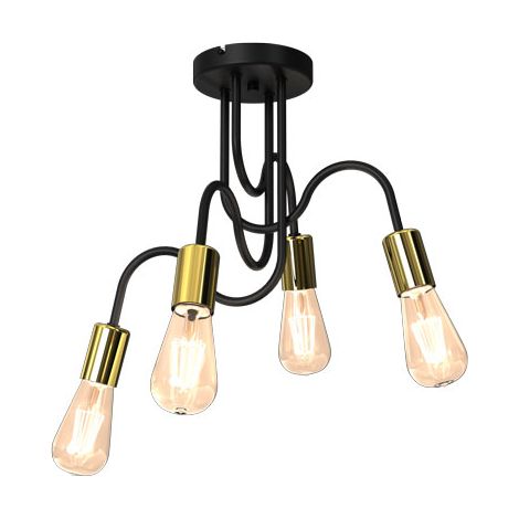 Plafoniera industriale metallo nero-oro Dow 4xE27 Luminex