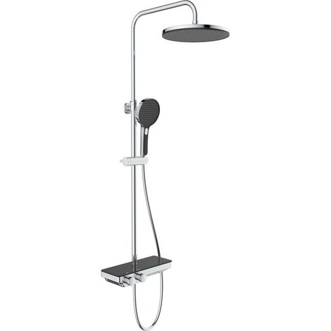 Swiss Aqua Technologies Columna de ducha con teleducha 3 chorros, Mezclador termostático, Barra regulable en altura, Negro/Cromo (1/5)